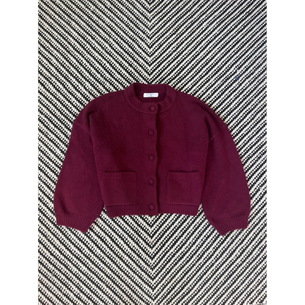 Primark Burgundy Wool Blend Cardigan Sweater 2XL Old Money Minimalist Crew Neck